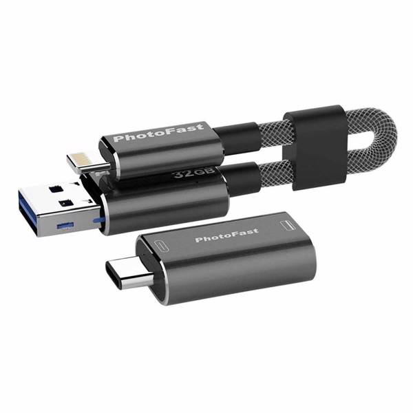 PhotoFast MemoriesCable 32GB Gen3 red Adapter USB، فلش مموری فوتوفست مدل Gen3 با ظرفیت 32 گیگابایت به همراه مبدل USB به USB-C