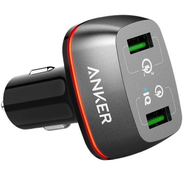 Anker A2224 Car Charger With Quick Charge 3.0، شارژر فندکی انکر مدل A2224 به همراه تکنولوژی شارژ سریع