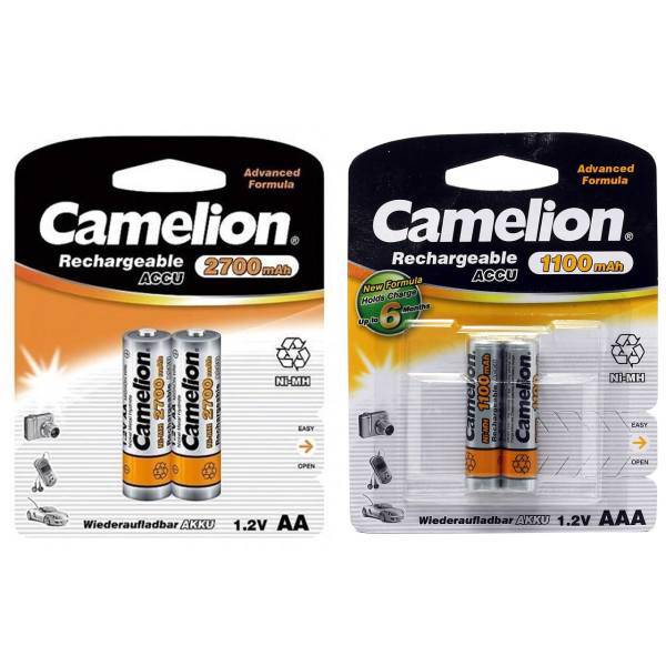 Camelion ACCU Rechargeable AA and AAA Battery Pack of 4، باتری قلمی و نیم قلمی قابل شارژ کملیون مدل ACCU بسته 4 عددی