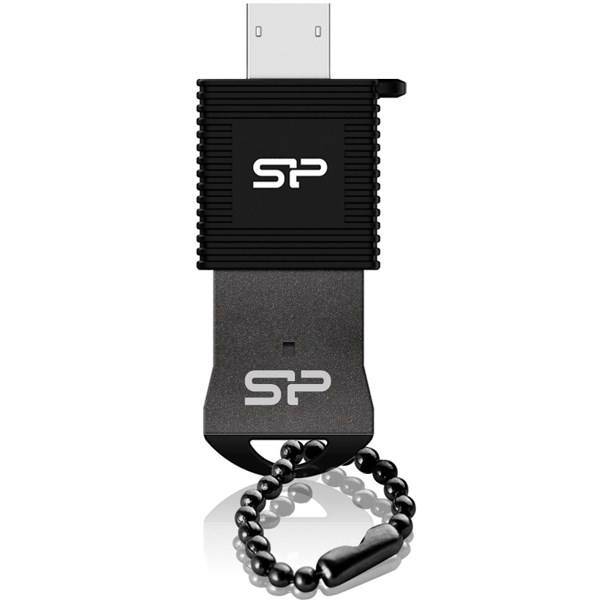 Silicon Power Touch T01 Mobile USB 2.0 Flash Memory With OTG Adapter - 32GB، فلش مموری USB سیلیکون پاور تاچ T01 همراه با مبدل OTG ظرفیت 32 گیگابایت