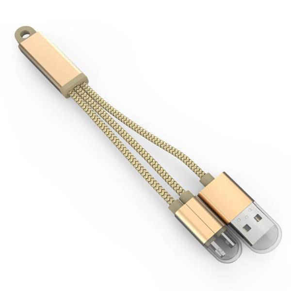 LDNIO LC89 USB To microUSB And Lightning Cable 0.13m، کابل تبدیل USB به MicroUSB و لایتنینگ الدینیو مدل LC89 به طول 0.13 متر