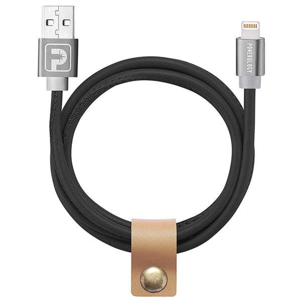 Powerology Vegan Leather USB To Lightning Cable 1m، کابل تبدیل USB به لایتنینگ پاورولوژی مدل Vegan Leather طول 1 متر