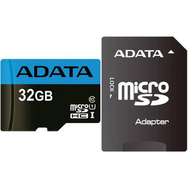 Adata Premier UHS-I U1 Class 10 85MBps microSDHC With SD Adapter- 32GB، کارت حافظه‌ microSDHC ای دیتا مدل Premier کلاس 10 استاندارد UHS-I U1 سرعت 85MBps همراه با آداپتور SD ظرفیت 32 گیگابایت