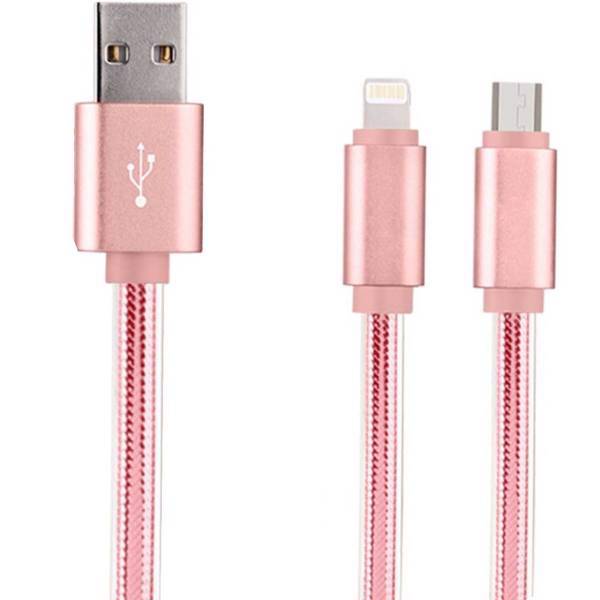 Hoco UPL12 USB To microUSB And Lightning Cable 1m، کابل تبدیل USB به microUSB و لایتنینگ هوکو مدل UPL12 طول 1 متر