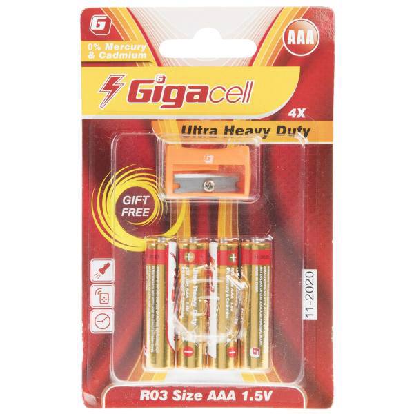 Gigacell Ultra Heavy Duty AAA Battery Pack of 4، باتری نیم قلمی گیگاسل مدل Ultra Heavy Duty بسته 4 عددی