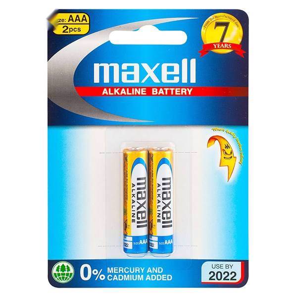 Maxell Alkaline AAA Battery Pack Of 2، باتری نیم قلمی مکسل مدل Alkaline بسته 2 عددی
