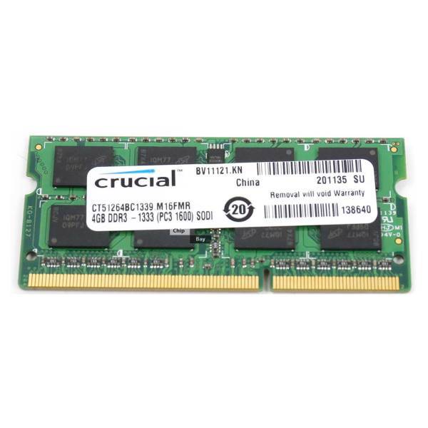 Crucial DDR3 PC3 10600s MHz 1333 RAM - 4GB، رم لپ تاپ کروشیال مدل 1333 DDR3 PC3 10600s MHz ظرفیت 4گیگابایت