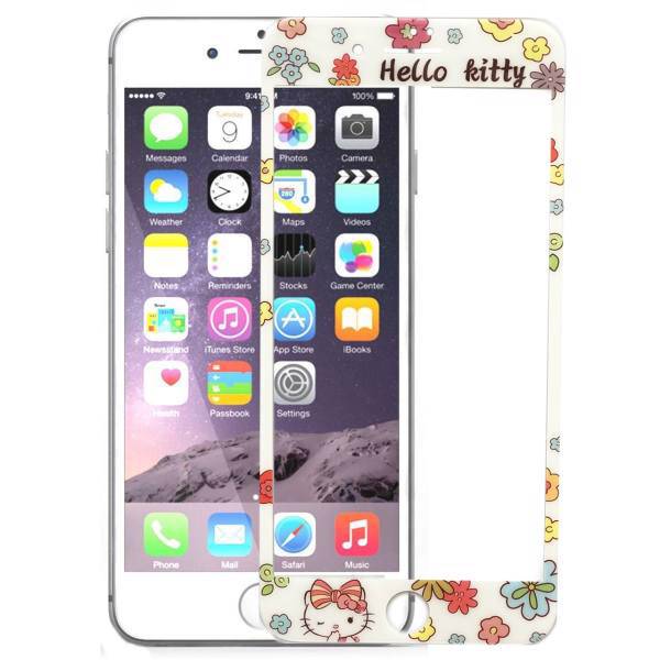 محافظ صفحه نمایش شیشه ای یوسومک مدل full cover طرح Hello Kitty مناسب برای گوشی موبایل آیفون 6 پلاس