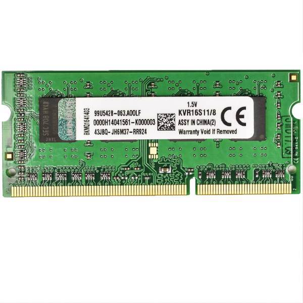 Kingston DDR3 1600S MHz CL15 RAM 8GB، رم لپ تاپ کینگستون مدلDDR3 1600S MHz CL15 ظرفیت 8 گیگابایت