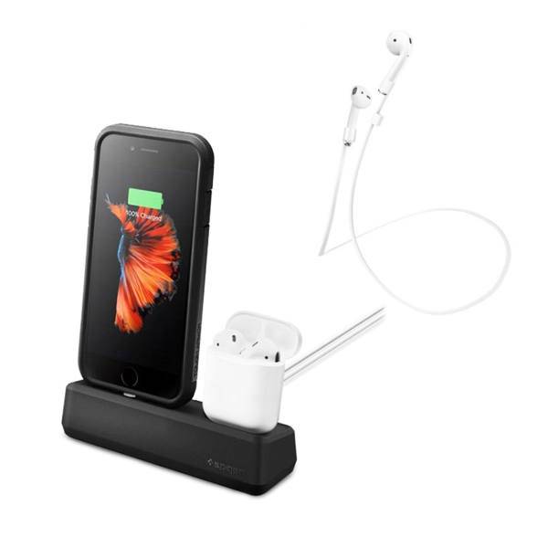 Spigen S317 Mobile Holder With Spigen Airpods Strap، پایه نگهدارنده آیفون و ایرپاد اسپیگن کد S317 به همراه بند ایرپاد اسپیگن