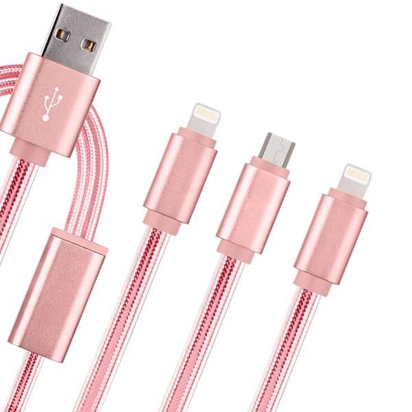 Hoco UPL12 Rapid USB To microUSB And 2 Lightning Cable 1m، کابل تبدیل USB به microUSB و 2 لایتنینگ هوکو مدل UPL12 Rapid طول 1 متر