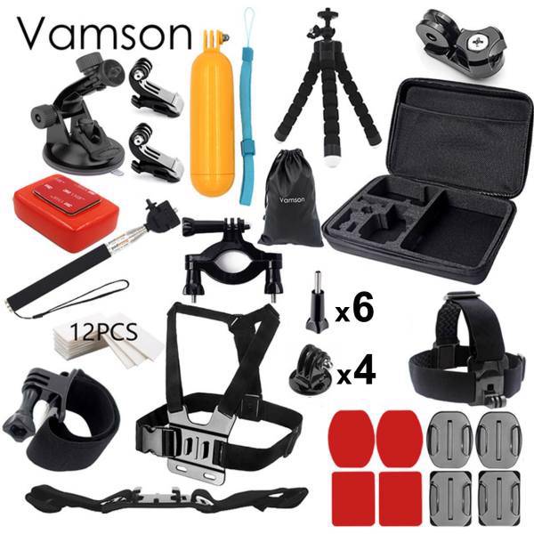 Vamson 45 in 1 Accessories Bag for GoPro Xiaami and Sony Action Cameras، کیف لوازم جانبی ومسان مدل 45 تکه مناسب برای دوربین های ورزشی گوپرو و شیائومی و سونی