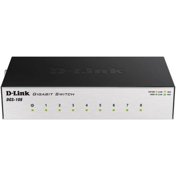 D-Link DGS-108 8-Port Gigabit Desktop Switch، سوییچ 8 پورت گیگابیت و دسکتاپ دی-لینک مدل DGS-108