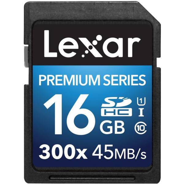 Lexar Premium UHS-I U1 Class 10 300X 45MBps SDHC - 16GB، کارت حافظه SDHC لکسار مدل Premium کلاس 10 استاندارد UHS-I U1 سرعت 45MBps 300X ظرفیت 16 گیگابایت