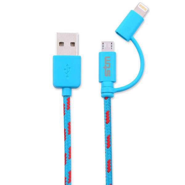 STM Elite USB to microUSB And Lightning Cable 1m، کابل تبدیل USB به microUSB و لایتنینگ اس تی ام مدل Elite طول 1 متر