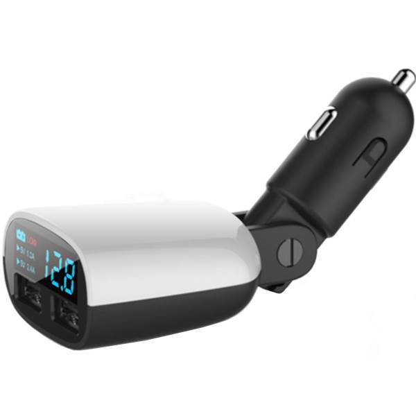 Dual USB Car Charger With LED Display، شارژر فندکی مدل Dual USB به همراه نمایشگر LED
