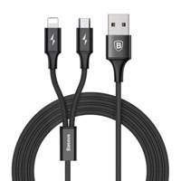Baseus CAML - SU USB To microUSB And Lightning Cable 1.2 M - کابل تبدیل USB به microUSB و لایتنینگ باسئوس مدل CAML-SU به طول 1.2 متر