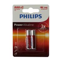 Philips Power Alkaline AAA Battery Pack Of 2 باتری نیم قلمی فیلیپس مدل Power Alkaline بسته 2 عددی
