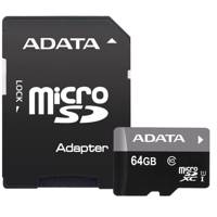 Adata Premier UHS-I U1 Class 10 50MBps microSDXC With Adapter - 64GB کارت حافظه‌ microSDXC ای دیتا مدل Premier کلاس 10 استاندارد UHS-I U1 سرعت 50MBps همراه با آداپتور SD ظرفیت 64 گیگابایت