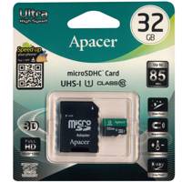Apacer Color Ultra High Speed UHS-I U1 Class 10 85MBps microSDHC With Adapter - 32GB - کارت حافظه microSDHC اپیسر مدل Color Ultra High Speed کلاس 10 استاندارد UHS-I U1 سرعت 85MBps به همراه آداپتور SD ظرفیت 32 گیگابایت