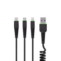 Porodo 3 In 1 USB To microUSB/Lightning/USB-C Cable 1.2 m کابل تبدیل USB به microUSB/لایتنینگ/USB-C پرودو مدل 3In1 به طول 1.2 متر