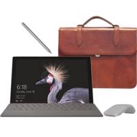 Microsoft Surface Pro 2017 - With Platinum Signature Type Cover And Surface Pen 2017 And Surface Mouse 2017 And Senobar Leather Bag- 128GB Tablet - تبلت مایکروسافت مدل Surface Pro 2017 به همراه کیبورد و قلم و ماوس 2017 رنگ پلاتینیوم و کیف چرم صنوبر - ظرفیت 128 گیگابایت