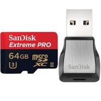 Sandisk Extreme PRO UHS-II U3 Class 10 275MBps microSDXC with USB 3.0 Reader - 64GB کارت حافظه microSDXC سن دیسک مدل Extreme PRO کلاس 10 استاندارد UHS-II U3 سرعت 275MBps همراه با ریدر USB 3.0 ظرفیت 64 گیگابایت