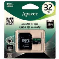 Apacer Color UHS-I U1 Class 10 45MBps microSDHC With Adapter - 32GB - کارت حافظه microSDHC اپیسر مدل Color کلاس 10 استاندارد UHS-I U1 سرعت 45MBps به همراه آداپتور SD ظرفیت 32 گیگابایت