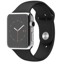 Apple Watch 38mm Stainless Steel Case with Black Sport Band ساعت مچی هوشمند اپل واچ مدل 38mm Stainless Steel Case with Black Sport Band