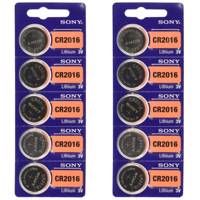Sony CR2016 Lithium Battery Pack Of 10 باتری سکه ای سونی مدل CR2016 بسته 10 عددی