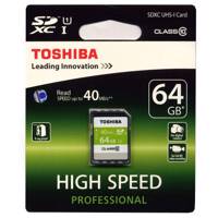 Toshiba High Speed Professional UHS-I U1 Class 10 40MBps SDXC - 64GB کارت حافظه SDXC توشیبا مدل High Speed Professional کلاس 10 استاندارد UHS-I U1 سرعت 40MBps ظرفیت 64 گیگابایت