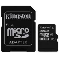 Kingston UHS-I U1 Class 10 80MBps microSDHC With Adapter - 32GB کارت حافظه microSDHC کینگستون کلاس 10 استاندارد UHC-I U1 سرعت 80MBps همراه با آداپتور SD ظرفیت 32 گیگابایت