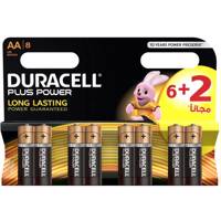 Duracell Plus Power Duralock AA Battery Pack Of 6 Plus 2 - باتری قلمی دوراسل مدل Plus Power Duralock بسته 6 + 2 عددی