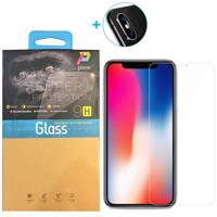 Pixie Clear Full Glue Glass Screen and lens Protector For Apple iPhone X محافظ صفحه نمایش و لنز تمام چسب شیشه ای پیکسی مدل Clear مناسب برای گوشی اپل آیفون X