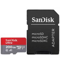Sandisk Ultra UHS-I U1 Class 10 And A1 100MBps 667X microSDXC With Adapter 200 GB کارت حافظه microSDXC سن دیسک مدل Ultra کلاس 10 و A1 استاندارد UHS-I U1 سرعت 100MBps 667X همراه با آداپتور SD ظرفیت 200 گیگابایت