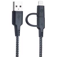 Energea Nylotough USB To Lightning/microUSB Cable 0.16m کابل تبدیل USB به لایتنینگ/microUSB انرجیا مدل Nylotough طول 0.16 متر