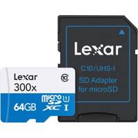 Lexar High-Performance UHS-I U1 Class 10 45MBps 300X microSDXC With Adapter - 64GB کارت حافظه‌ microSDXC لکسار مدل High-Performance کلاس 10 استاندارد UHS-I U1 سرعت 45MBps 300X همراه با آداپتور SD ظرفیت 64 گیگابایت