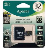 Apacer UHS-I U1 Class 10 85MBps microSDHC With Adapter - 32GB کارت حافظه microSDHC اپیسر کلاس 10 استاندارد UHS-I U1 سرعت 85MBps همراه با آداپتور SD ظرفیت 32 گیگابایت