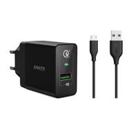 anker Quick Charge 3.0 Power Port plus 1 B2013 Wall Charger With Micro USB Cable - شارژر دیواری انکر 18 وات مدل Quick Charge 3.0 Power Port plus 1 B2013 همراه با کابل micro USB