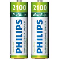 Philips MultiLife 2100mAh Rechargeable AA Battery Pack Of 2 - باتری قلمی قابل شارژ فیلیپس مدل MultiLife با ظرفیت 2100 میلی آمپر ساعت بسته 2 عددی