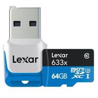 Lexar High-Performance UHS-I U3 Class 10 633X microSDXC USB 3.0 Reader - 64GB کارت حافظه microSDXC لکسار مدل High-Performance کلاس 10 استاندارد UHS-I U3 سرعت 633X همراه با ریدر USB 3.0 ظرفیت 64 گیگابایت