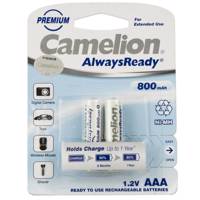 Camelion AlwaysReady 800mAh Rechargeable AAA Battery Pack of 2 باتری نیم قلمی قابل شارژ کملیون مدل AlwaysReady ظرفیت 2500 میلی آمپر ساعت بسته‌ 2 عددی
