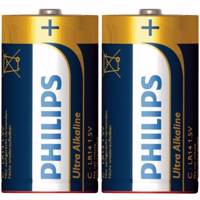 Philips Ultra Alkaline C Battery Pack Of 2 - باتری سایز متوسط فیلیپس مدل Ultra Alkaline بسته 2 عددی