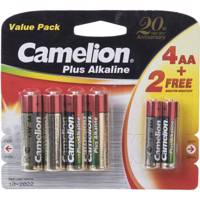 Camelion Plus Alkaline AA and AAA Batteryack of 6 باتری قلمی و نیم قلمی کملیون مدل Plus Alkaline بسته 6 عددی