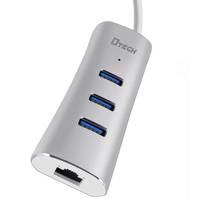 Dtech DT-T0025 USB-C TO USB3.0 HUB with Ethernet LAN هاب USB-C به 0.USB3 و LAN دیتک مدل DT-T0025