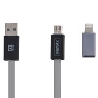 Remax Shadow rc-026t USB To Lightning And microUSB Cable 1m - کابل تبدیل USB به لایتنینگ و microUSB ریمکس مدل Shadow rc-026t به طول 1 متر