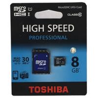 Toshiba High Speed Professional UHS-I U1 30MBps microSD With Adapter - 8GB کارت حافظه microSDHC توشیبا مدل High Speed Professional کلاس 10 استاندارد UHS-I U1 سرعت 30MBps همراه با آداپتور SD ظرفیت 8 گیگابایت
