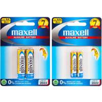 Maxell Alkaline AA and AAA Battery Pack of 4 - باتری قلمی و نیم قلمی مکسل مدل Alkaline بسته 4 عددی