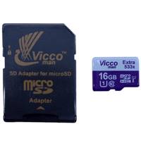 Vicco Man Extre533X UHS-I U1 Class 10 80MBps microSDHC Card With Adapter 16GB - کارت حافظه microSDHC ویکو من مدل Extre 533X کلاس 10 استاندارد UHS-I U1 سرعت 80MBps ظرفیت 16 گیگابایت همراه با آداپتور SD