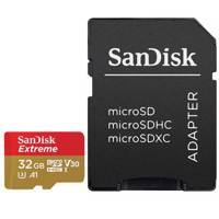 Sandisk Extreme V30 UHS-I U3 Class A1 100MBps 667X microSDHC With Adapter 32GB - کارت حافظه microSDHC سن دیسک مدل Extreme V30 کلاس A1 استاندارد UHS-I U3 سرعت 100MBps 667X همراه با آداپتور SD ظرفیت 32 گیگابایت